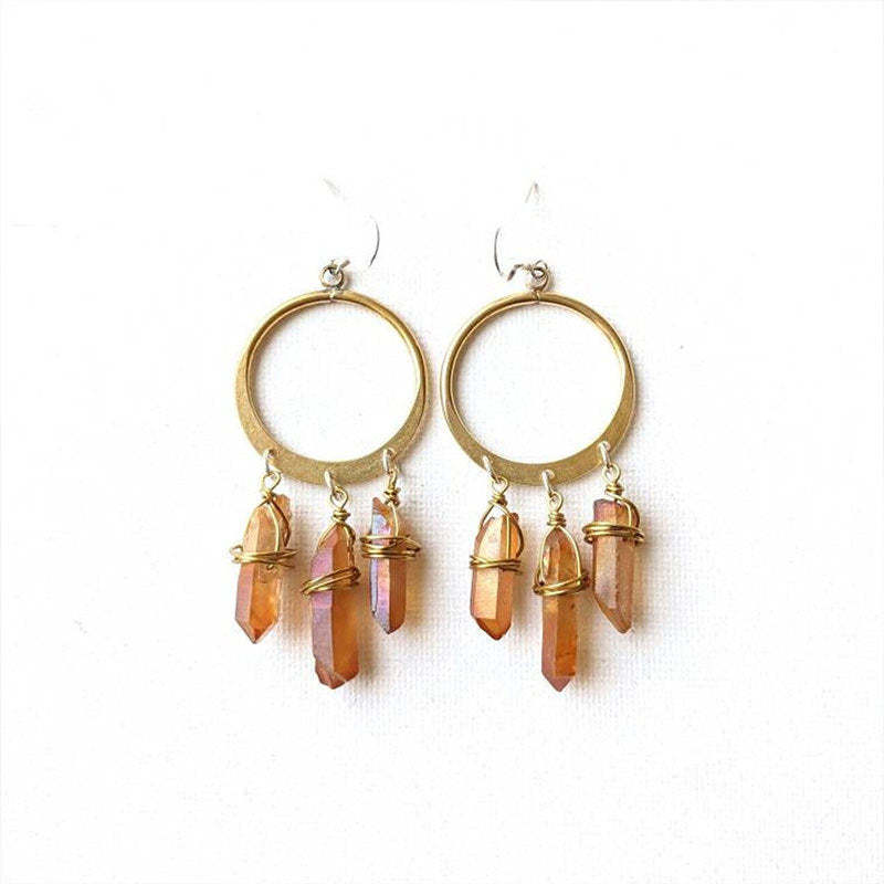 Quartz crystal earrings. - Bohemian earrings-canovaniajewelry