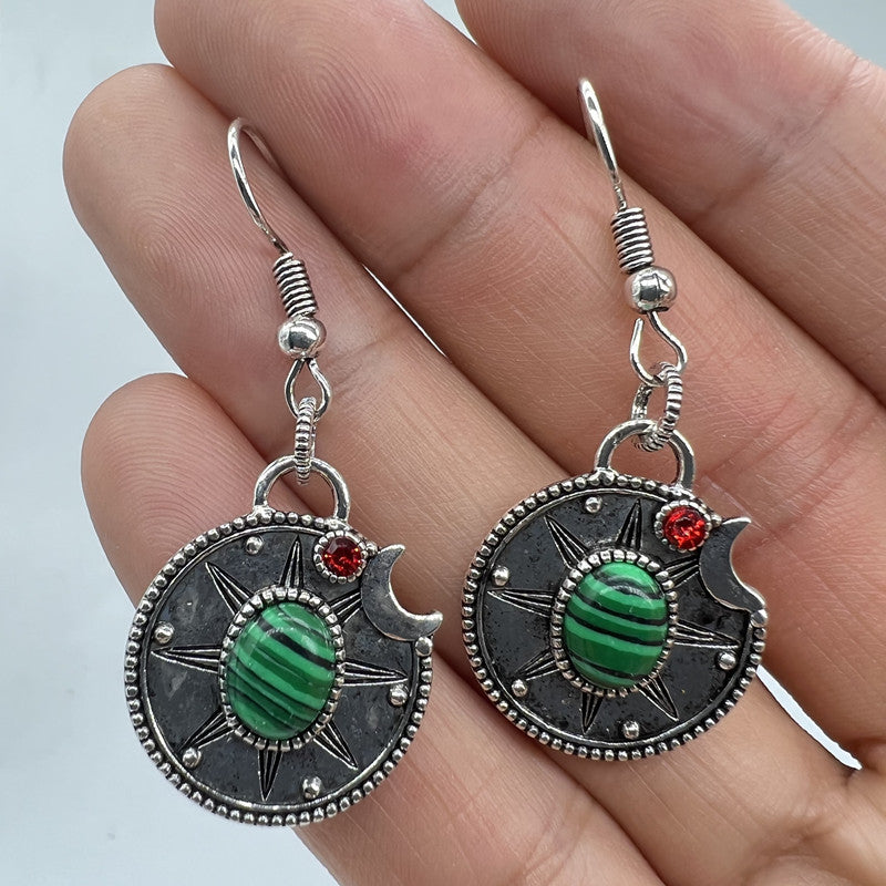 Vintage crystal malachite earrings-canovaniajewelry