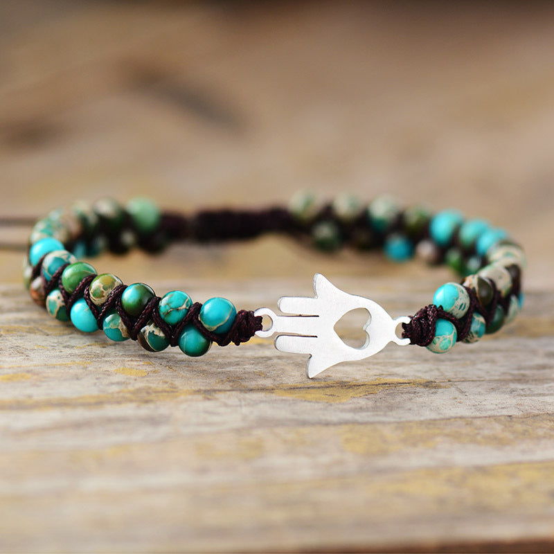 Turquoise Heart Tree of Life Palm Bracelet-canovaniajewelry