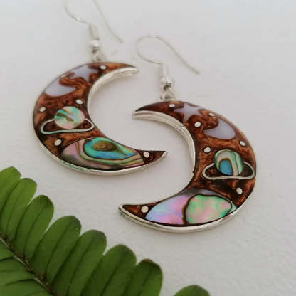 Bohemian moon shaped cosmic planet earrings-canovaniajewelry