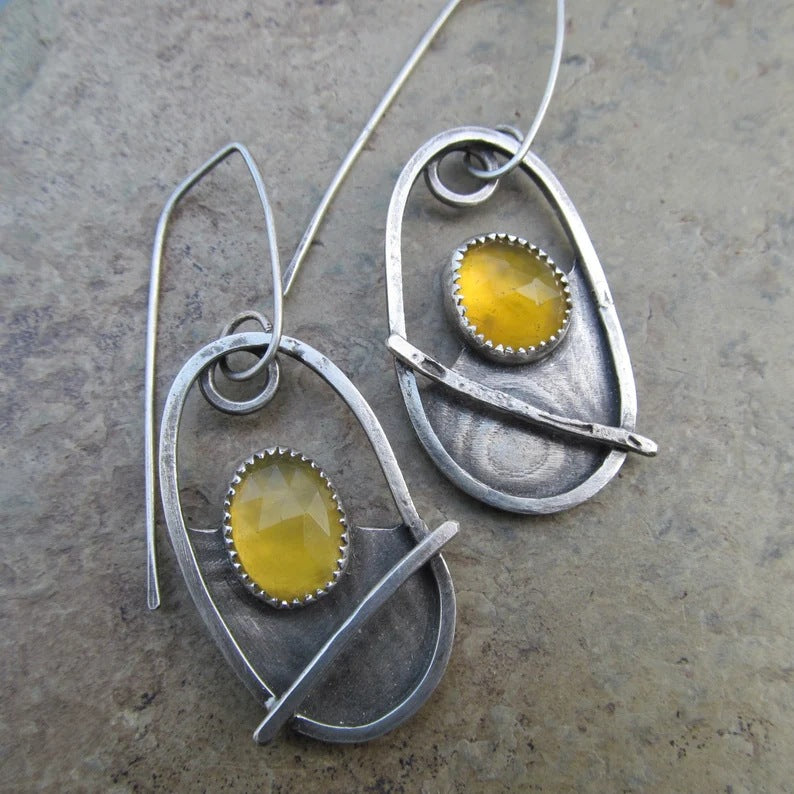 Oval semi-hollow alloy zircon earrings for women-canovaniajewelry