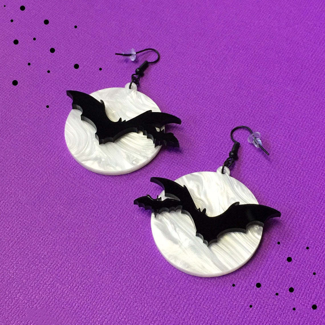 Bat earrings above the moon-canovaniajewelry