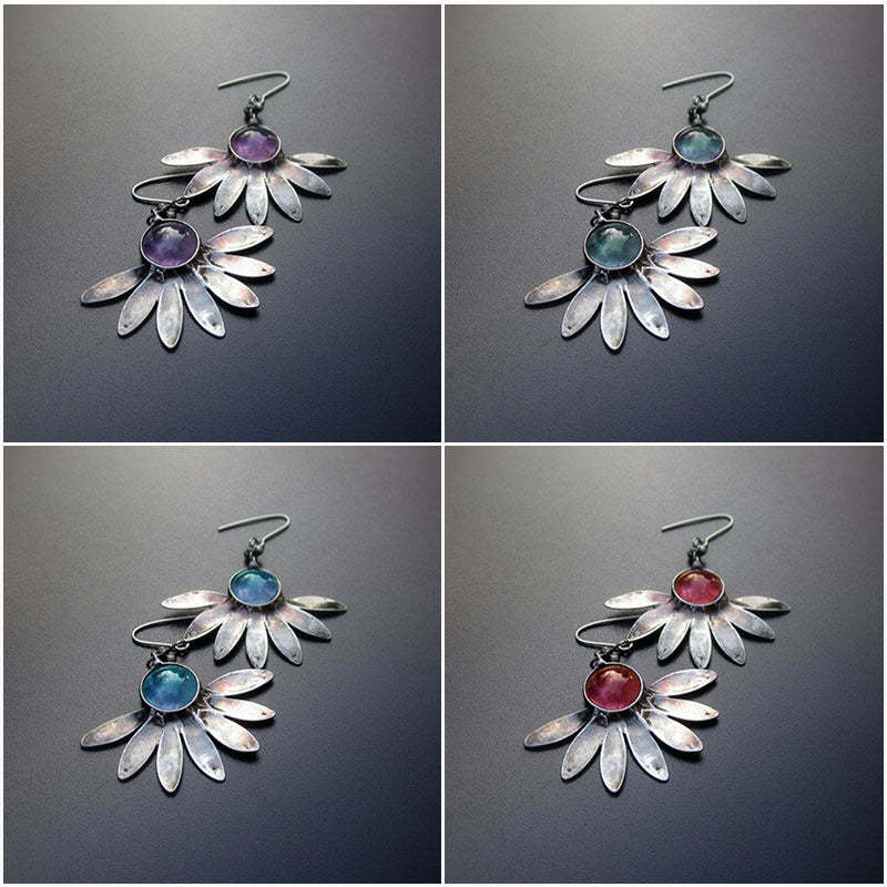 Bohemian floral resin jewel earrings-canovaniajewelry