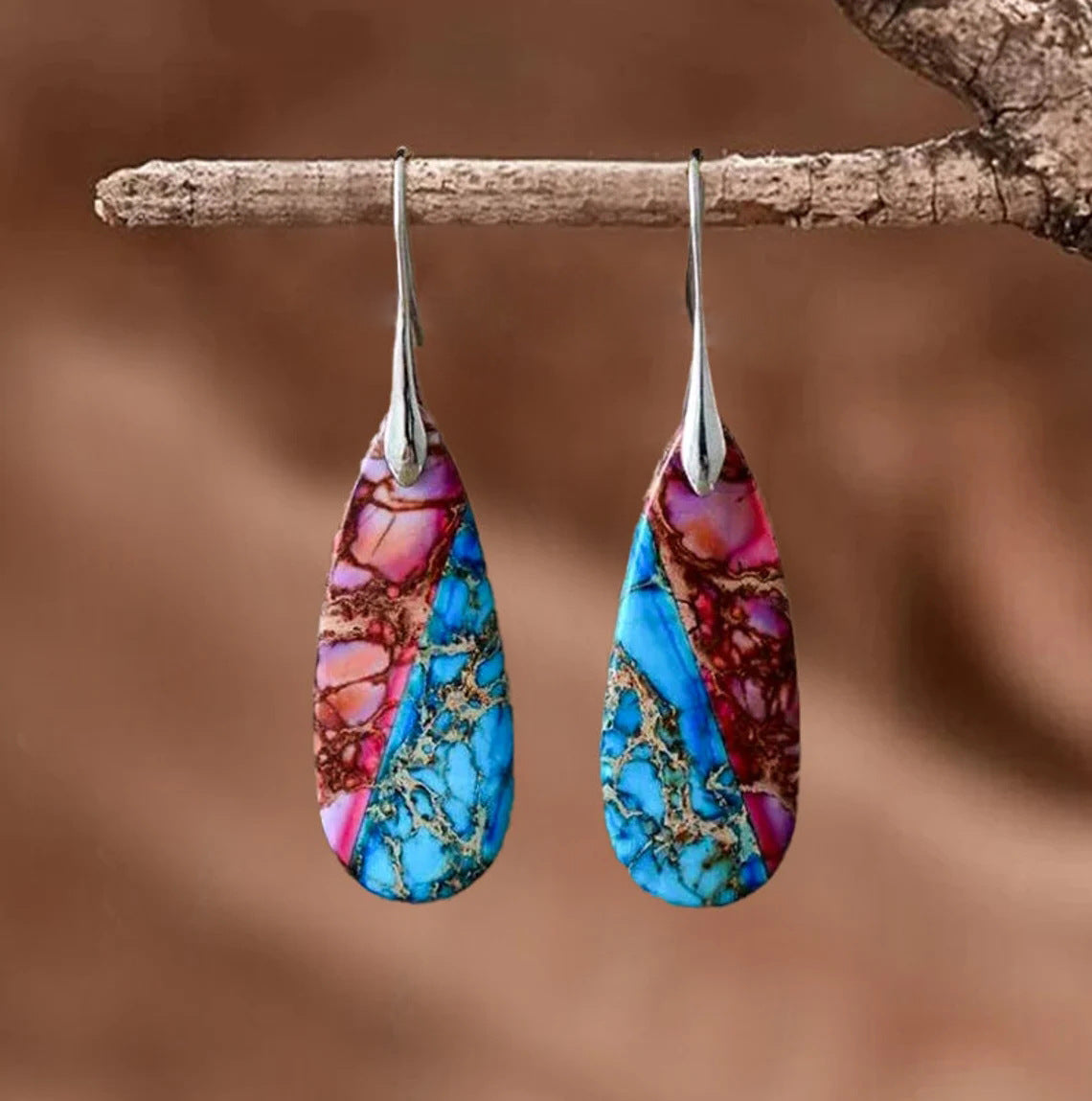 Colorblock Teardrop Imperial Stone Earrings-canovaniajewelry