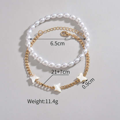 Butterfly pearl double-layer anklet personalized beach can be stacked-canovaniajewelry