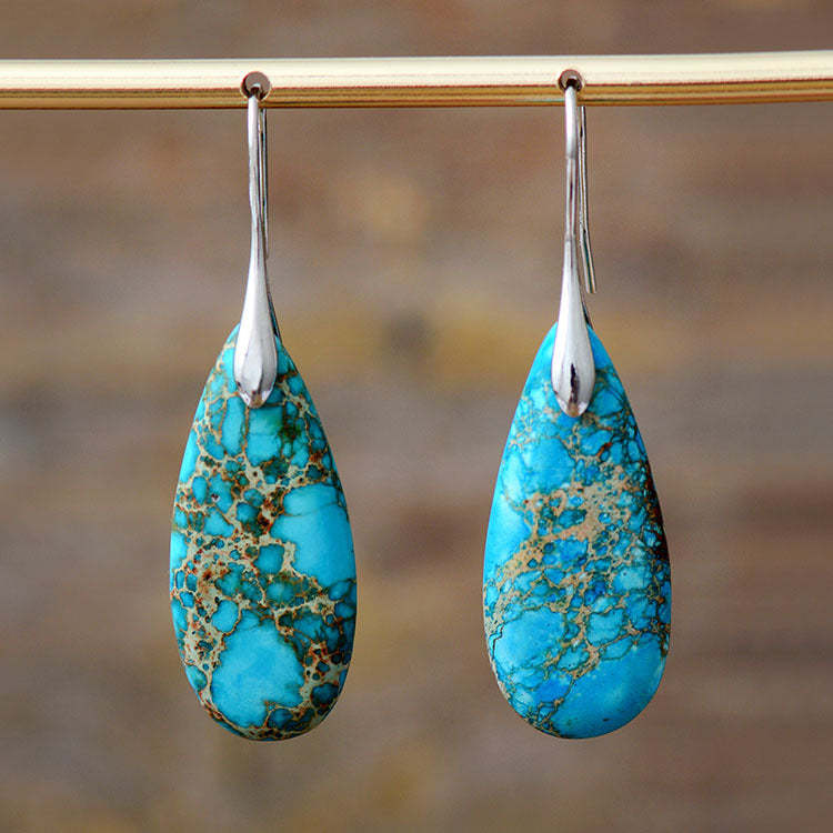 Sea Sediment Hook Earrings - Healing Stone Pendant Earrings-canovaniajewelry