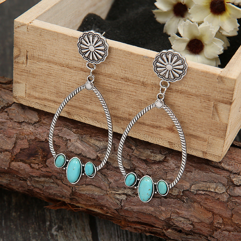 New big circle drop shaped turquoise earrings-canovaniajewelry