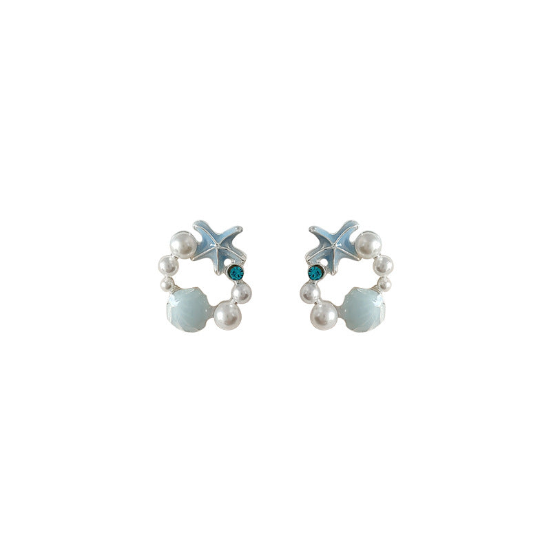 Starfish shell drop glaze earrings-canovaniajewelry