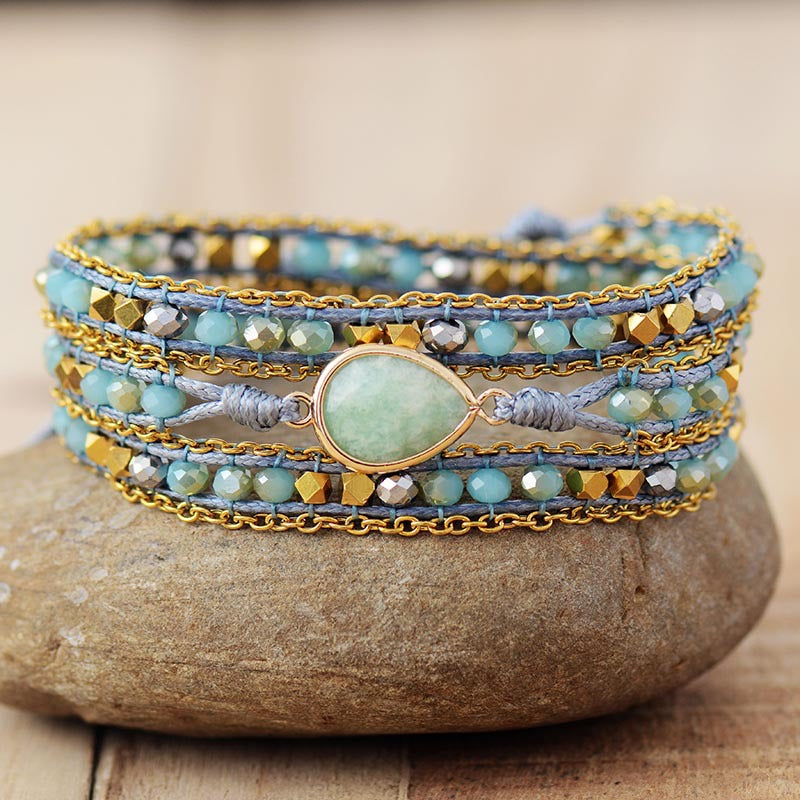 Amazonite crystal multi-layered braided bracelet-canovaniajewelry