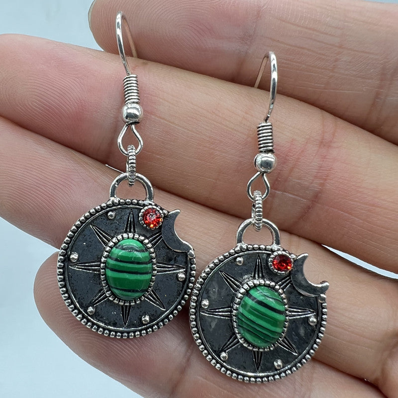 Vintage crystal malachite earrings-canovaniajewelry