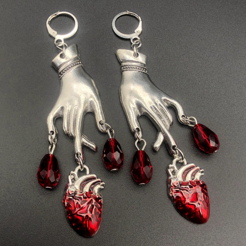 Creative Hand Grab Ruby Earrings-canovaniajewelry