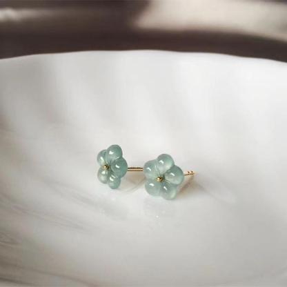 Chalcedony flower stud earrings-canovaniajewelry