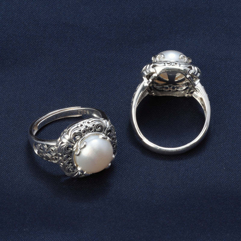 S925 Silver Pearl Ring-canovaniajewelry