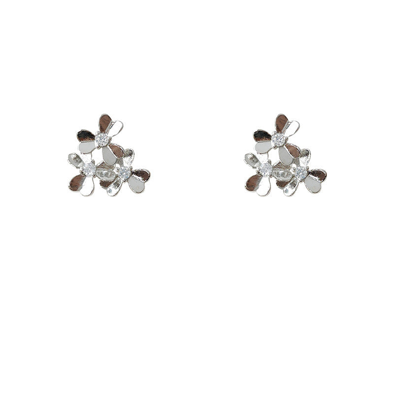 Copper set zirconia clover earrings-canovaniajewelry