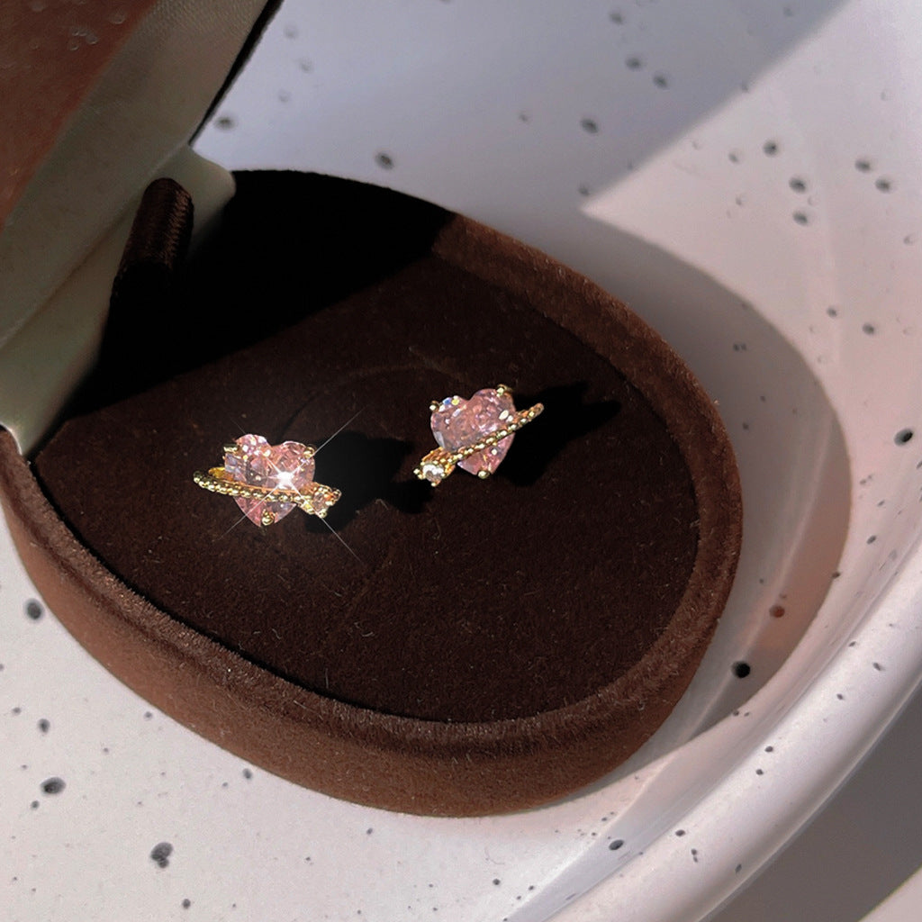 Heart shaped zircon stud earrings-canovaniajewelry