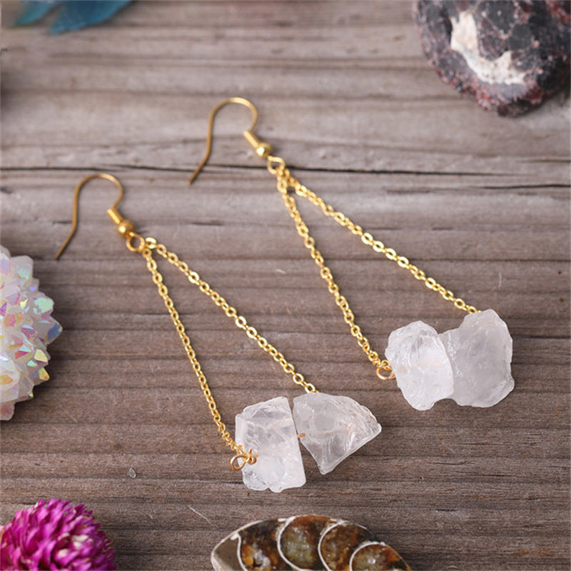 Natural gravel gold hook earrings-canovaniajewelry