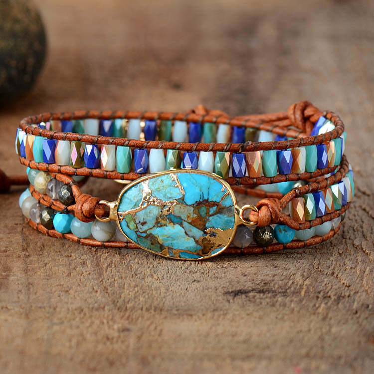Blue Sea Sedimentary Jasper Bracelet - natural stone bracelet-canovaniajewelry