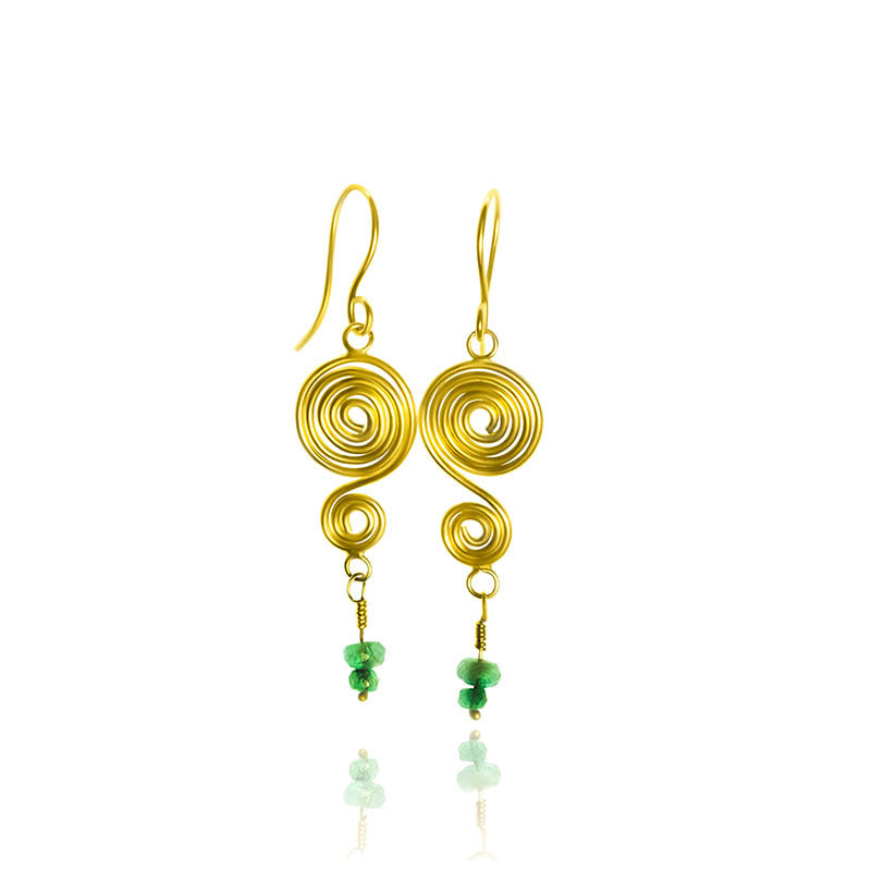 Boho gold spiral earrings-canovaniajewelry