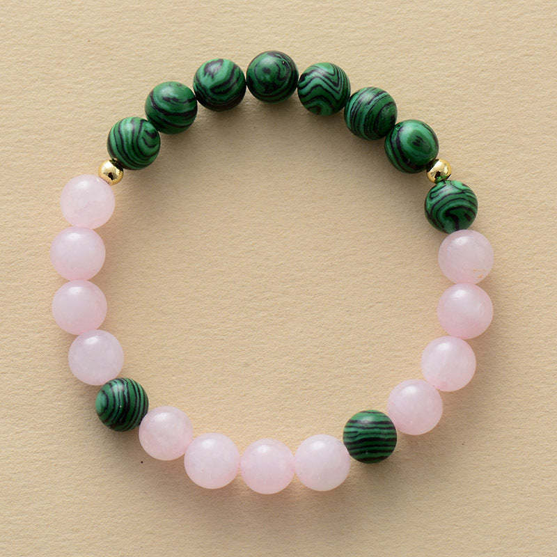 Natural stone rose quartz handmade elastic beaded bracelet-canovaniajewelry