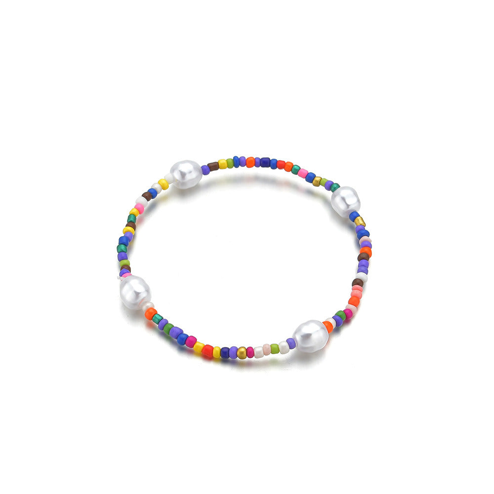 Resin colored beads women's single layer pearl anklet-canovaniajewelry