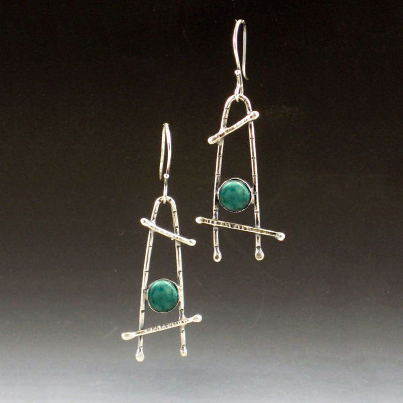 Simple hand-set turquoise earrings-canovaniajewelry