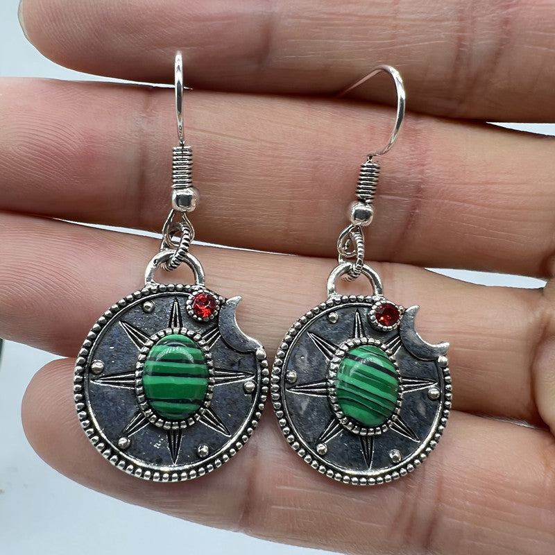 Vintage crystal malachite earrings-canovaniajewelry