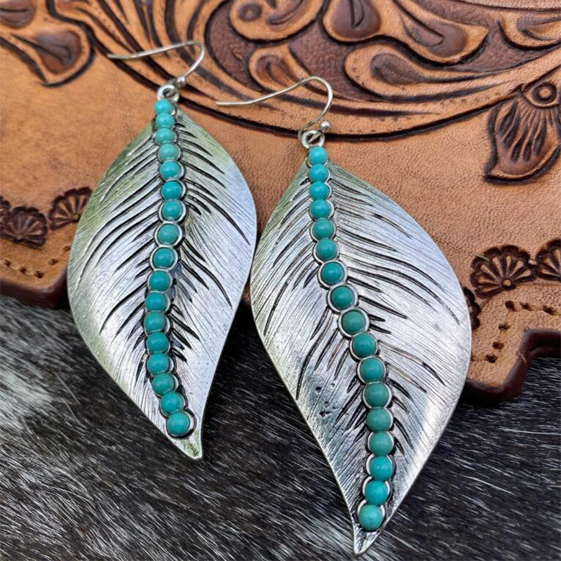 Bohemian artsy vintage leaf earrings-canovaniajewelry