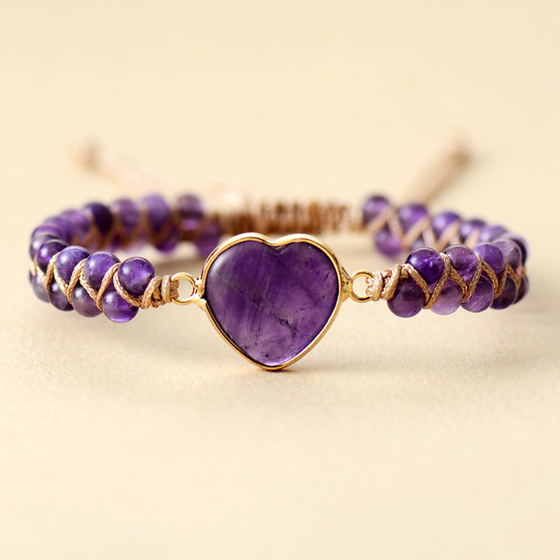 Imperial Stone Heart Double Layer Hand Woven Bracelet-canovaniajewelry