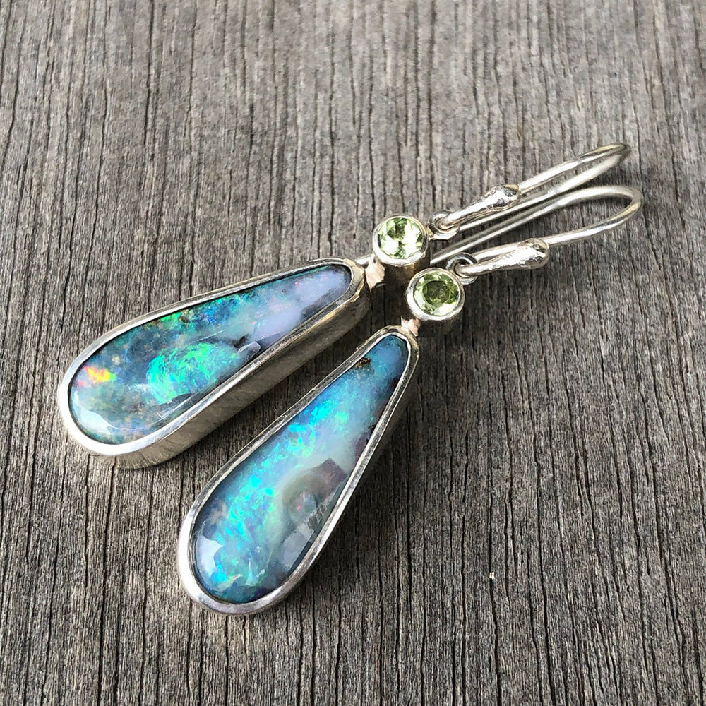 Diamond-encrusted drop opal earrings-canovaniajewelry