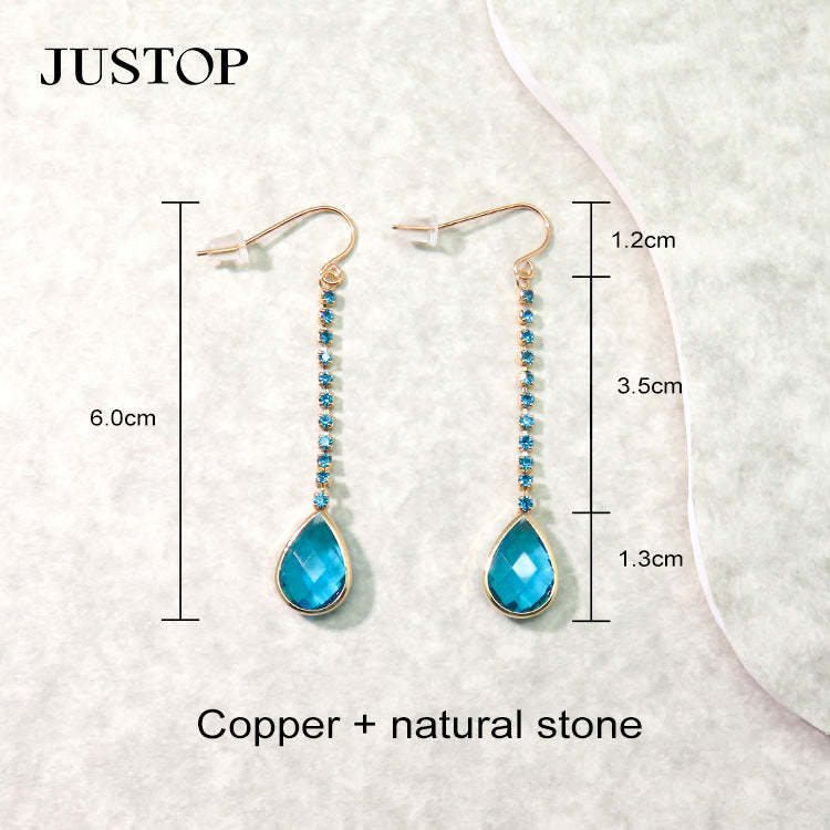 Water drop pendant long zircon earrings for women-canovaniajewelry