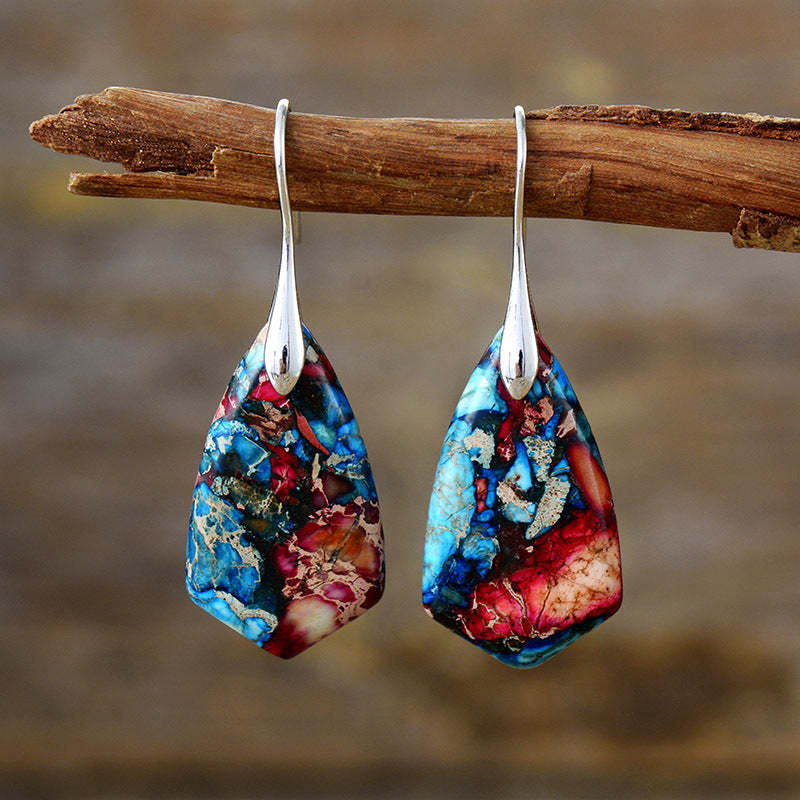 Bohemian Colorful Imperial Stone Geometric Drop Earrings-canovaniajewelry