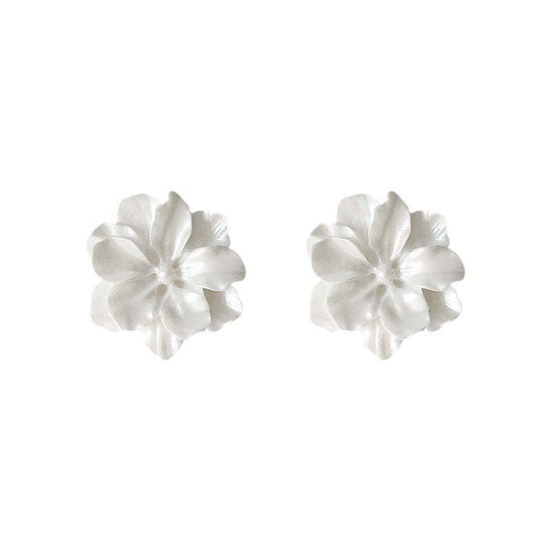 925 Silver Needle White Pearl Camellia Stud Earrings-canovaniajewelry