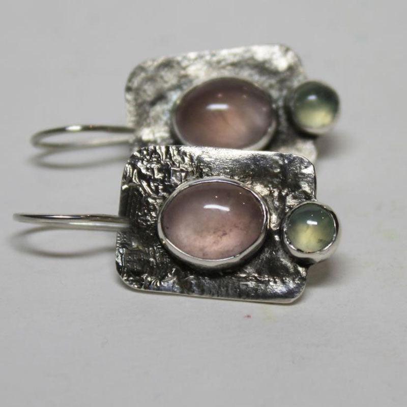 Delicate compact pink green cat's eye earrings-canovaniajewelry