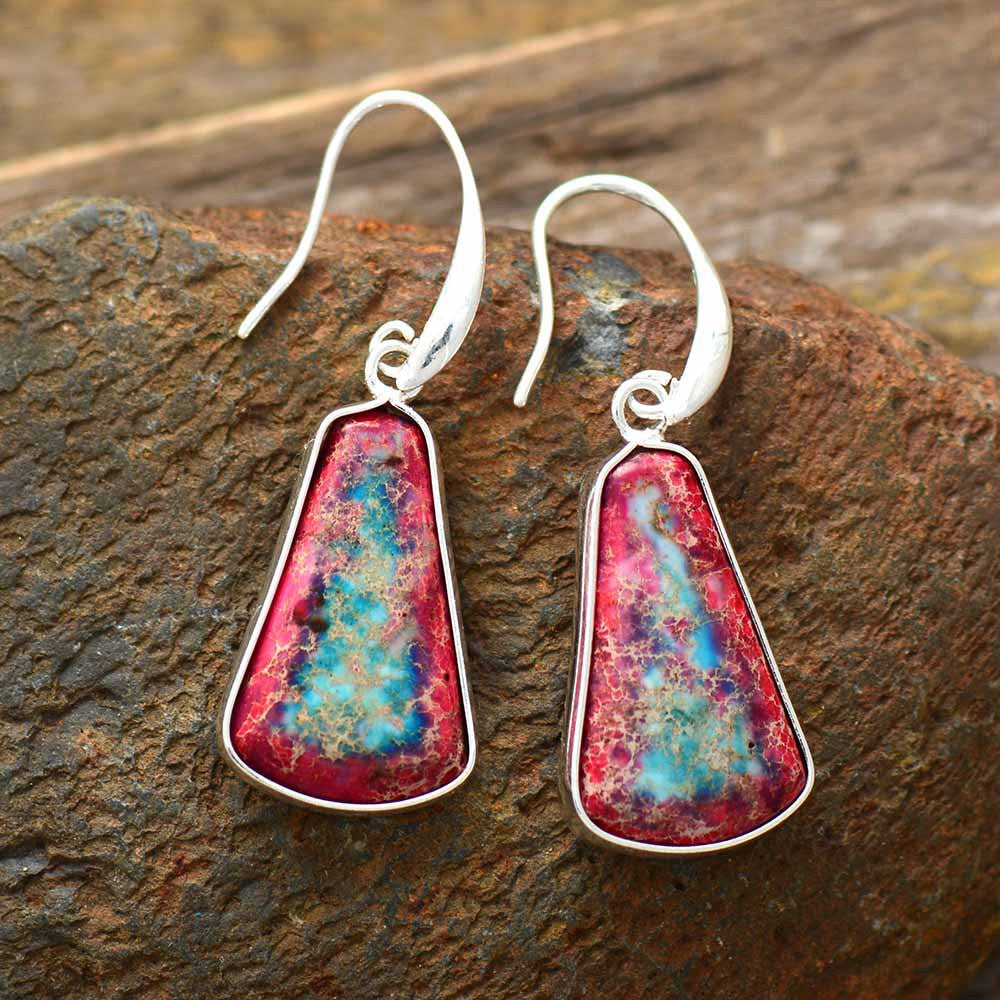 Colorful Imperial Stone Geometric Drop Earrings-canovaniajewelry