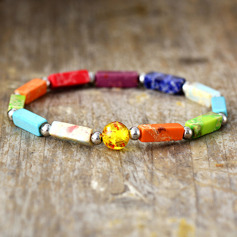 Amethyst 7-color square stretch bracelet-canovaniajewelry