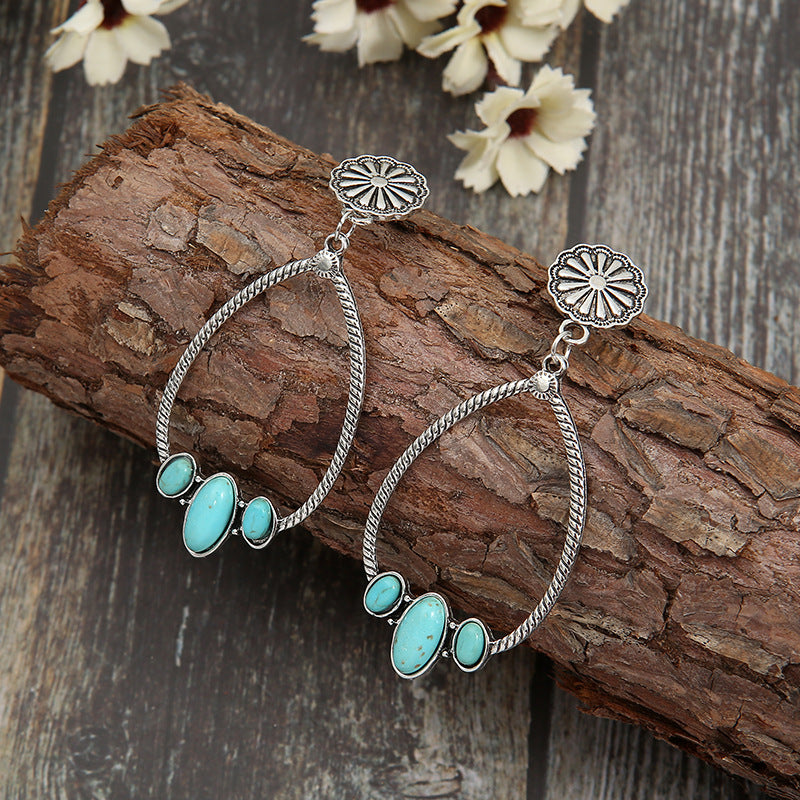 New big circle drop shaped turquoise earrings-canovaniajewelry