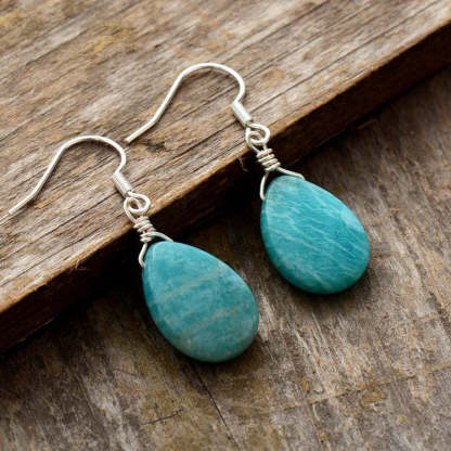 Amazonite Stone Pendant Earrings Pendant Healing Hanging Earrings-canovaniajewelry