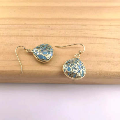 Natural stone gold edge electroplated blue earrings-canovaniajewelry