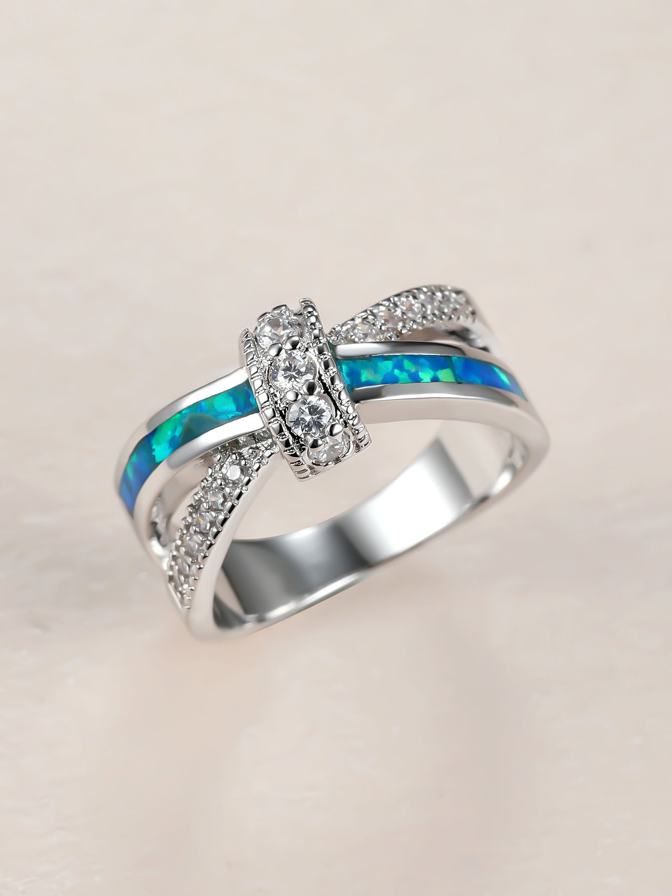 Bow Blue Opal Band Ring-canovaniajewelry