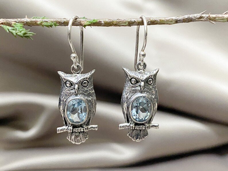Creative Owl inlaid zircon pendant earrings-canovaniajewelry