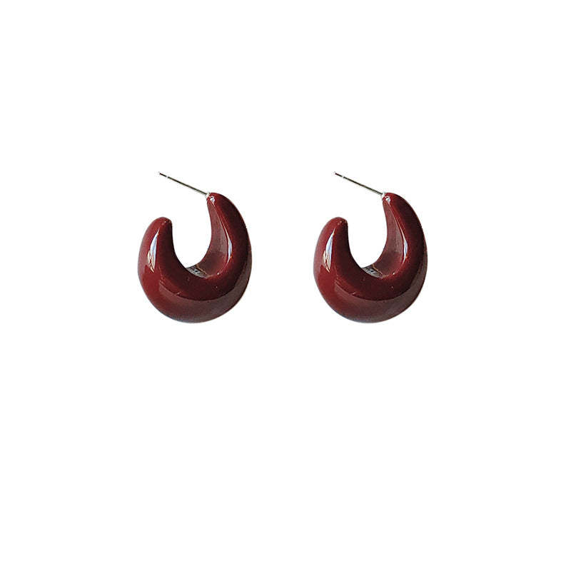 925 silver needle dark burgundy drop earrings-canovaniajewelry