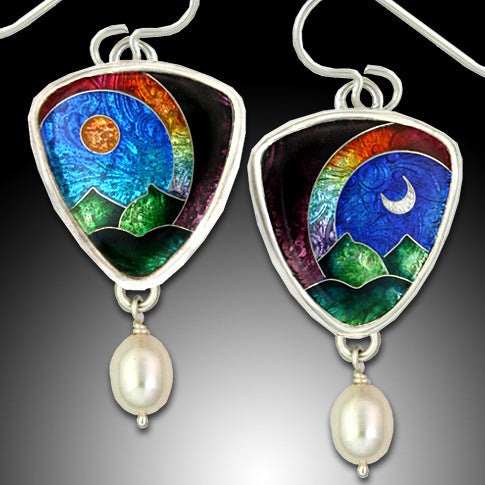 New Creative abstract enamel celestial earringsFashion Pearl beautiful colorful face art earrings-canovaniajewelry