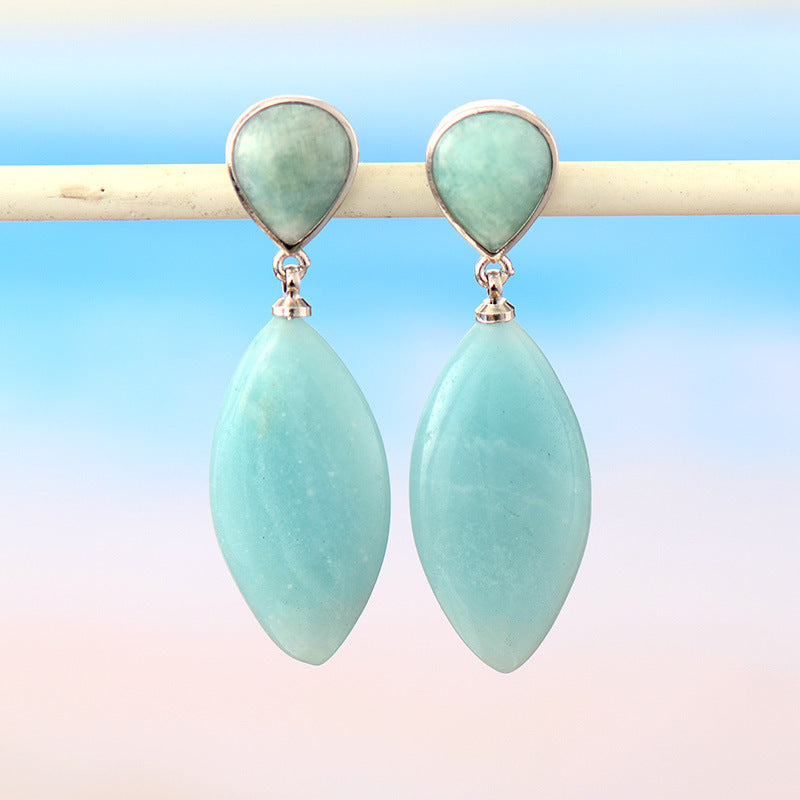 Amazonite drop-shaped earrings-canovaniajewelry