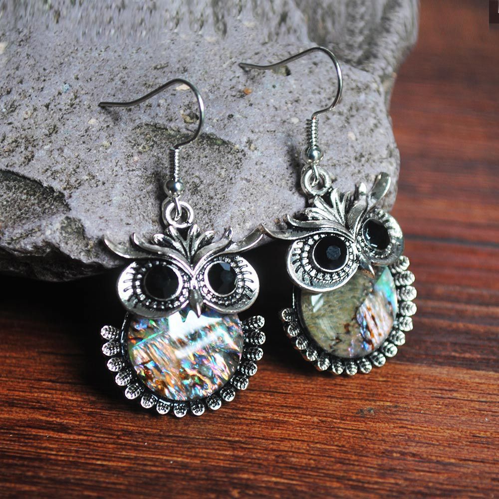 Owl Colorful Shell Earrings-canovaniajewelry