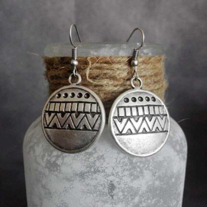 Amazon vintage Tribal round carved earrings-canovaniajewelry