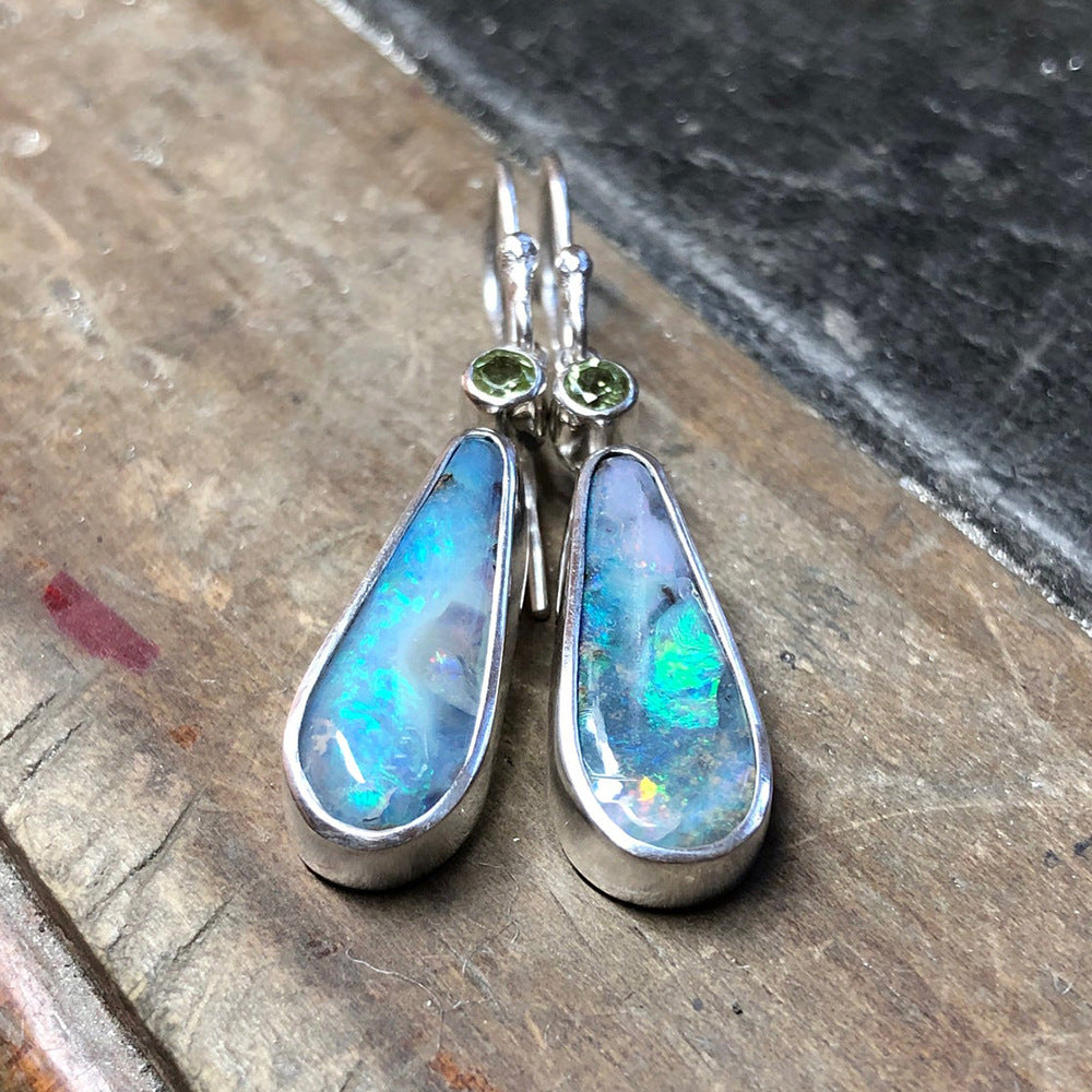 Diamond-encrusted drop opal earrings-canovaniajewelry