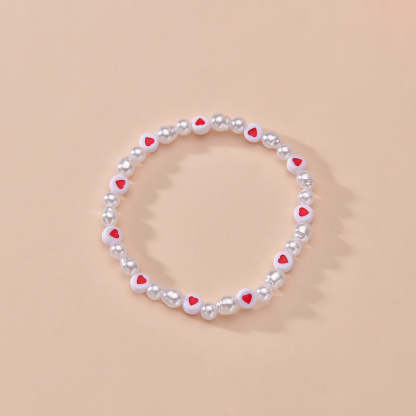 Summer beach pearl peach heart beaded high elastic single layer simple anklet-canovaniajewelry