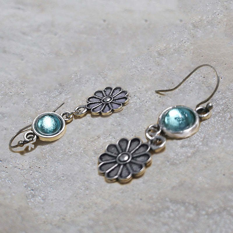 Vintage floral metallic zircon earrings-canovaniajewelry