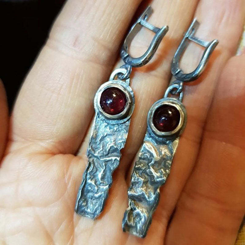 Red blue zircon vintage earrings-canovaniajewelry