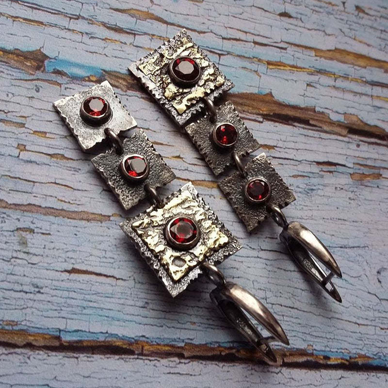 Vintage crystal stone encrusted square metal pendant-canovaniajewelry